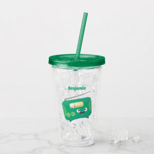 Cute grappige retro radio cartoon acryl drinkbeker