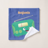 Cute grappige retro radio cartoon bad handdoek (Wasdoekje)