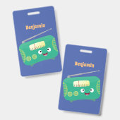 Cute grappige retro radio cartoon badge (Voor- en achterkant)