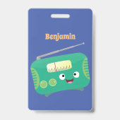 Cute grappige retro radio cartoon badge (Achterkant)