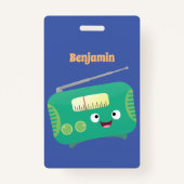Cute grappige retro radio cartoon badge (Achterkant)