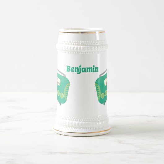 Cute grappige retro radio cartoon bierpul (Center)