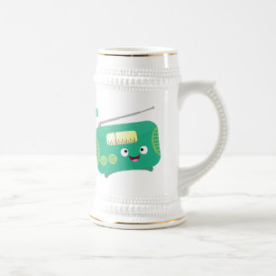 Cute grappige retro radio cartoon bierpul
