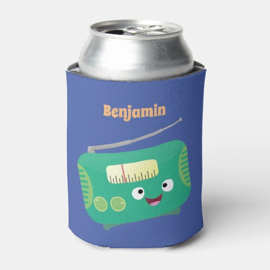 Cute grappige retro radio cartoon blikjeskoeler (Blikje Voorkant)