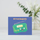 Cute grappige retro radio cartoon briefkaart (Staand voorkant)