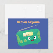 Cute grappige retro radio cartoon briefkaart (Voorkant / Achterkant)