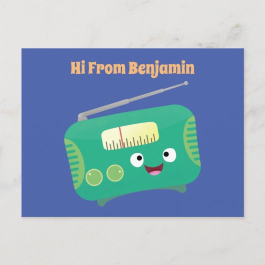 Cute grappige retro radio cartoon briefkaart (Voorkant)