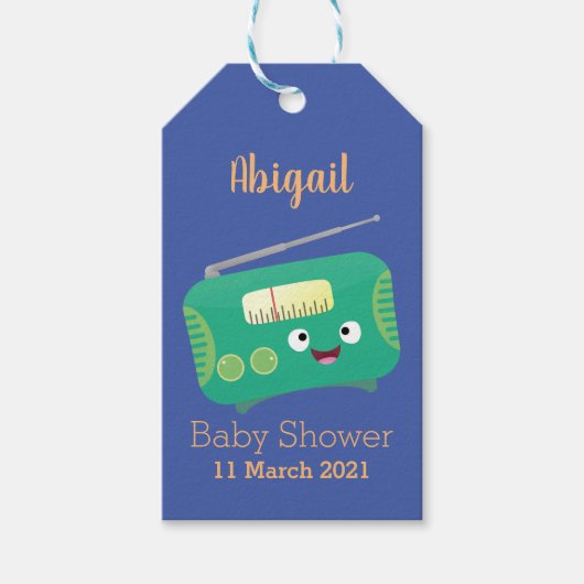 Cute grappige retro radio cartoon cadeaulabel (Voorkant)