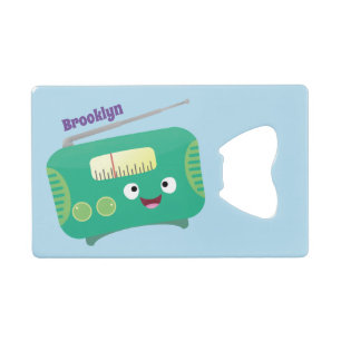 Cute grappige retro radio cartoon creditkaart flessenopener