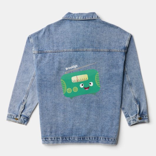 Cute grappige retro radio cartoon denim jacket (Achterkant)