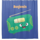 Cute grappige retro radio cartoon douchegordijn (Voorkant)