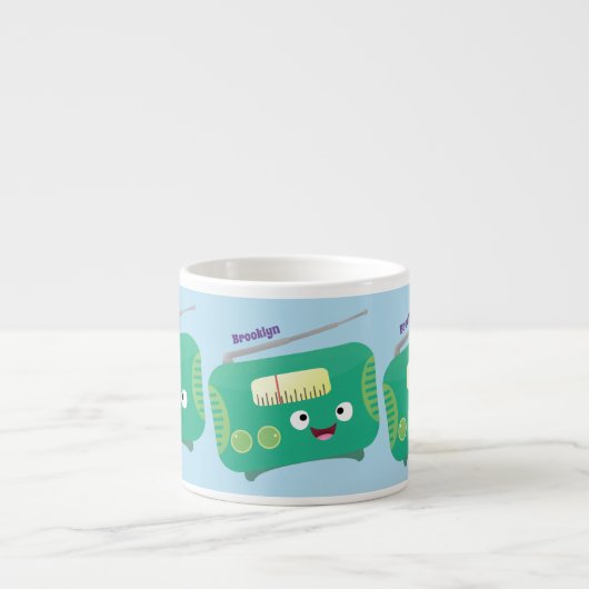 Cute grappige retro radio cartoon espresso kop (Voorkant)