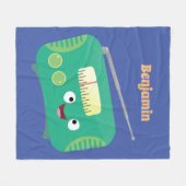 Cute grappige retro radio cartoon fleece deken (Voorkant (Horizontaal))