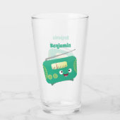 Cute grappige retro radio cartoon glas (Achterkant)