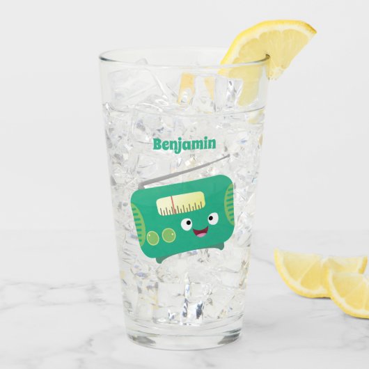 Cute grappige retro radio cartoon glas (Achterkant ijs)