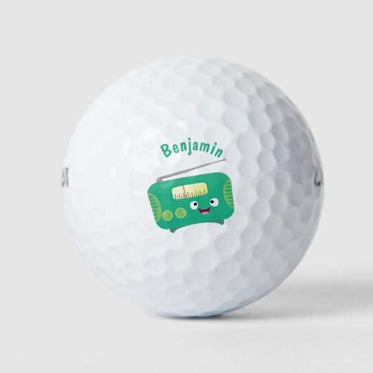 Cute grappige retro radio cartoon golfballen (Voorkant)