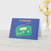 Cute grappige retro radio cartoon kaart (Gele Bloem)