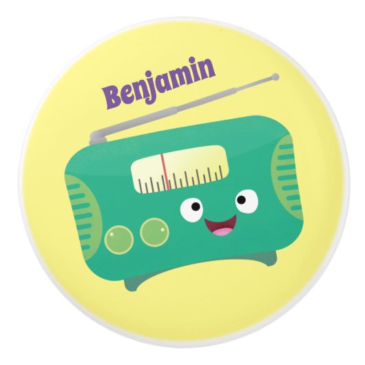 Cute grappige retro radio cartoon keramische knop (Voorkant)