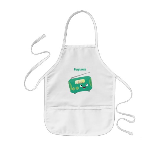 Cute grappige retro radio cartoon kinder schort (Voorkant)