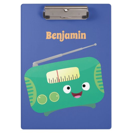 Cute grappige retro radio cartoon klembord (Voorkant)