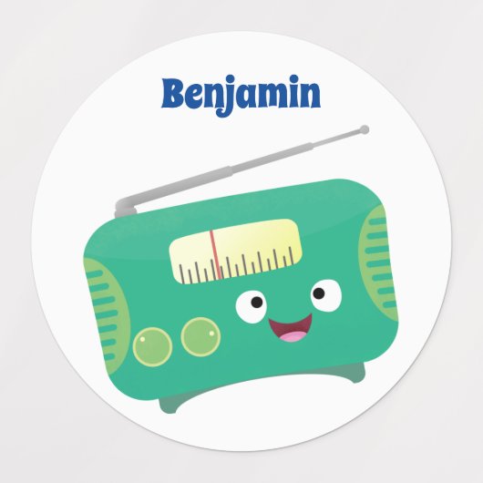 Cute grappige retro radio cartoon labels (Design 1)