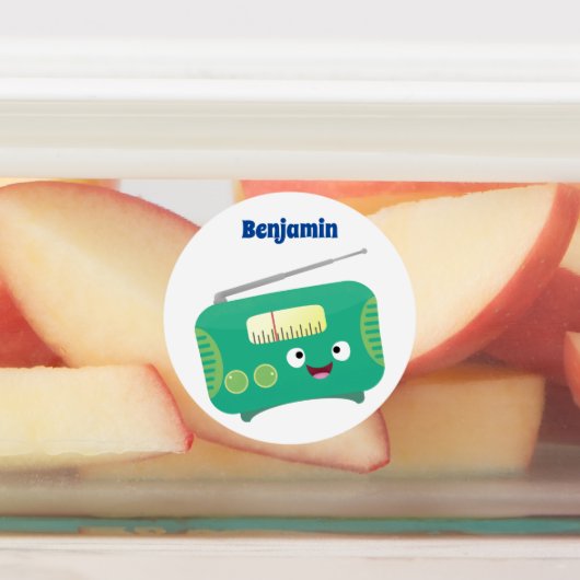 Cute grappige retro radio cartoon labels (Aangebracht)
