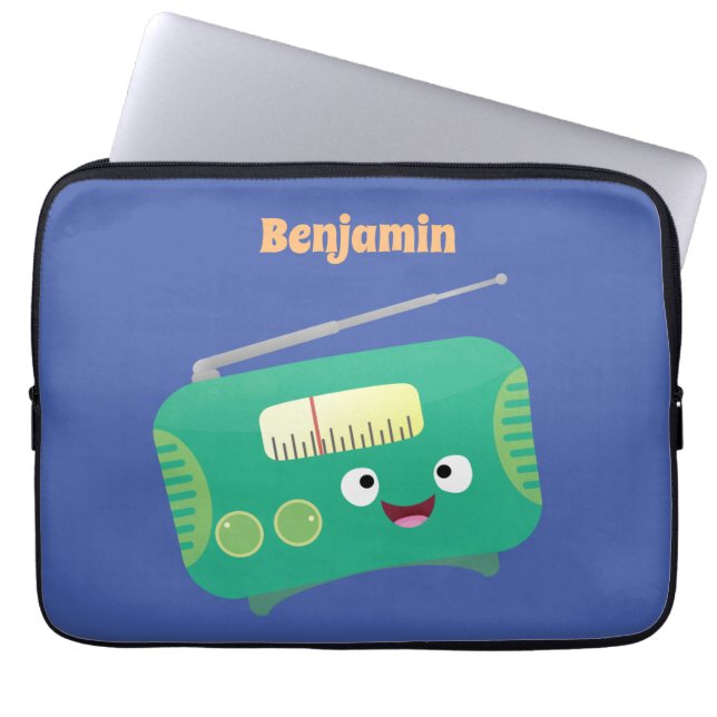 Cute grappige retro radio cartoon laptop sleeve (Voorkant)