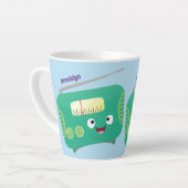 Cute grappige retro radio cartoon latte mok (Linkerhoek)
