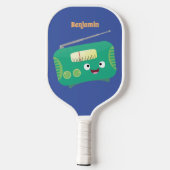 Cute grappige retro radio cartoon pickleball paddle (Achterkant)
