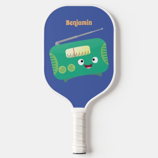 Cute grappige retro radio cartoon pickleball paddle (Voorkant)