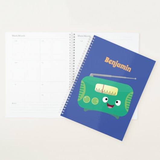 Cute grappige retro radio cartoon planner (Display)