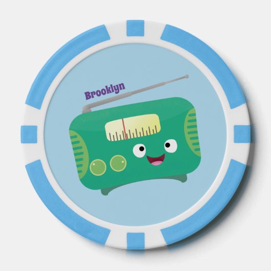 Cute grappige retro radio cartoon poker chips (Voorkant)