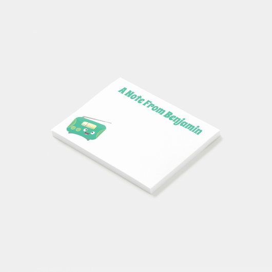 Cute grappige retro radio cartoon post-it® notes (Schuin)