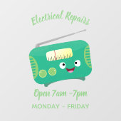 Cute grappige retro radio cartoon raamsticker (Vel)