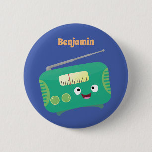 Cute grappige retro radio cartoon ronde button 5,7 cm