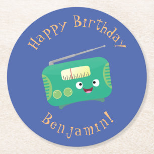 Cute grappige retro radio cartoon ronde kartonnen onderzetter