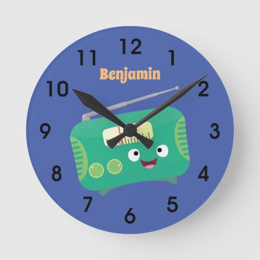 Cute grappige retro radio cartoon ronde klok (Voorkant)