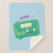 Cute grappige retro radio cartoon sherpa deken (Voorkant)