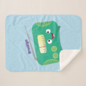 Cute grappige retro radio cartoon sherpa deken (Voorkant (horizontaal))