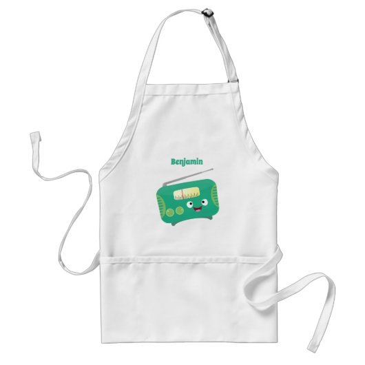 Cute grappige retro radio cartoon standaard schort (Voorkant)
