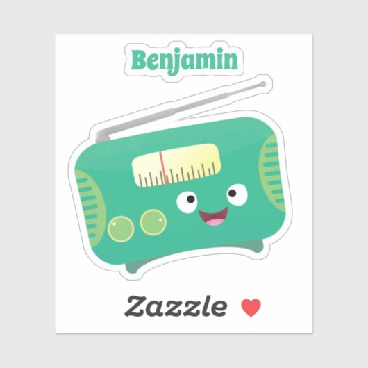 Cute grappige retro radio cartoon sticker (Vel)