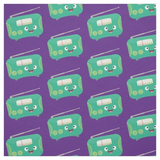 Cute grappige retro radio cartoon stof (Swatch)