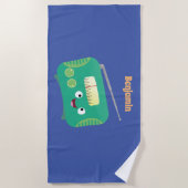 Cute grappige retro radio cartoon strandlaken (Voorkant)