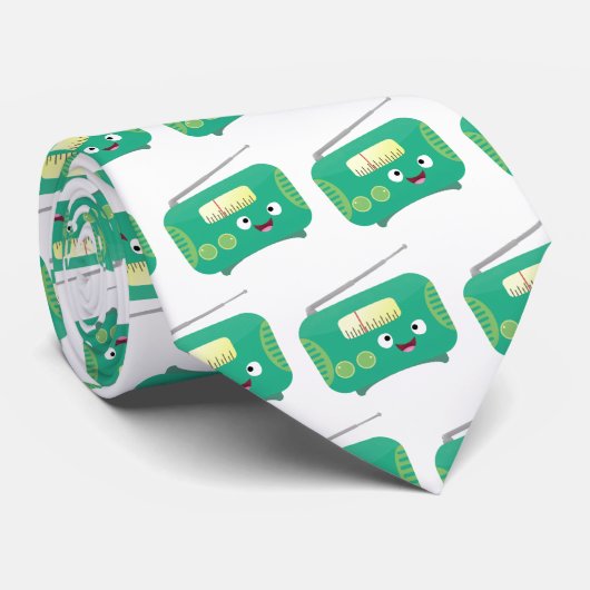 Cute grappige retro radio cartoon stropdas (Opgerold)