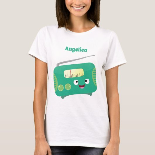 Cute grappige retro radio cartoon t-shirt (Voorkant)