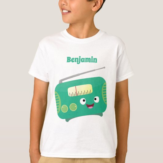 Cute grappige retro radio cartoon t-shirt (Voorkant)