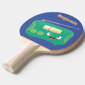 Cute grappige retro radio cartoon tafeltennisbatje (Voorkant Gekanteld)