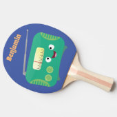 Cute grappige retro radio cartoon tafeltennisbatje (Zijkant)