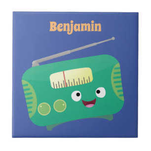 Cute grappige retro radio cartoon tegeltje