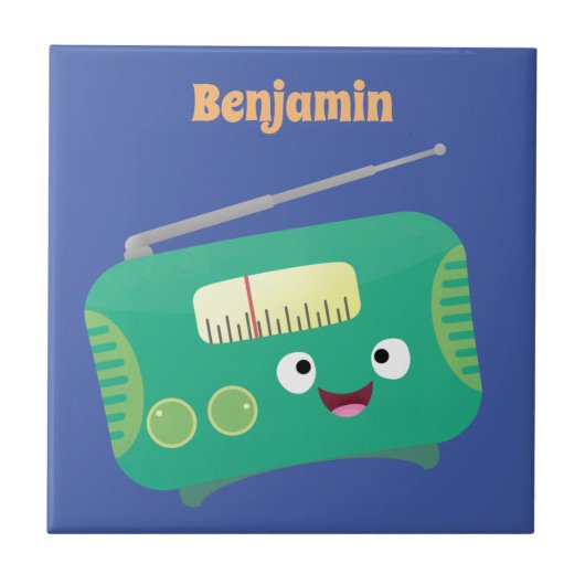 Cute grappige retro radio cartoon tegeltje (Voorkant)